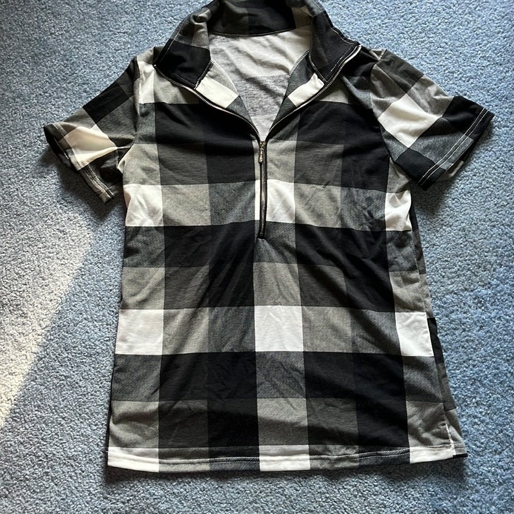 Plaid zip up shirt